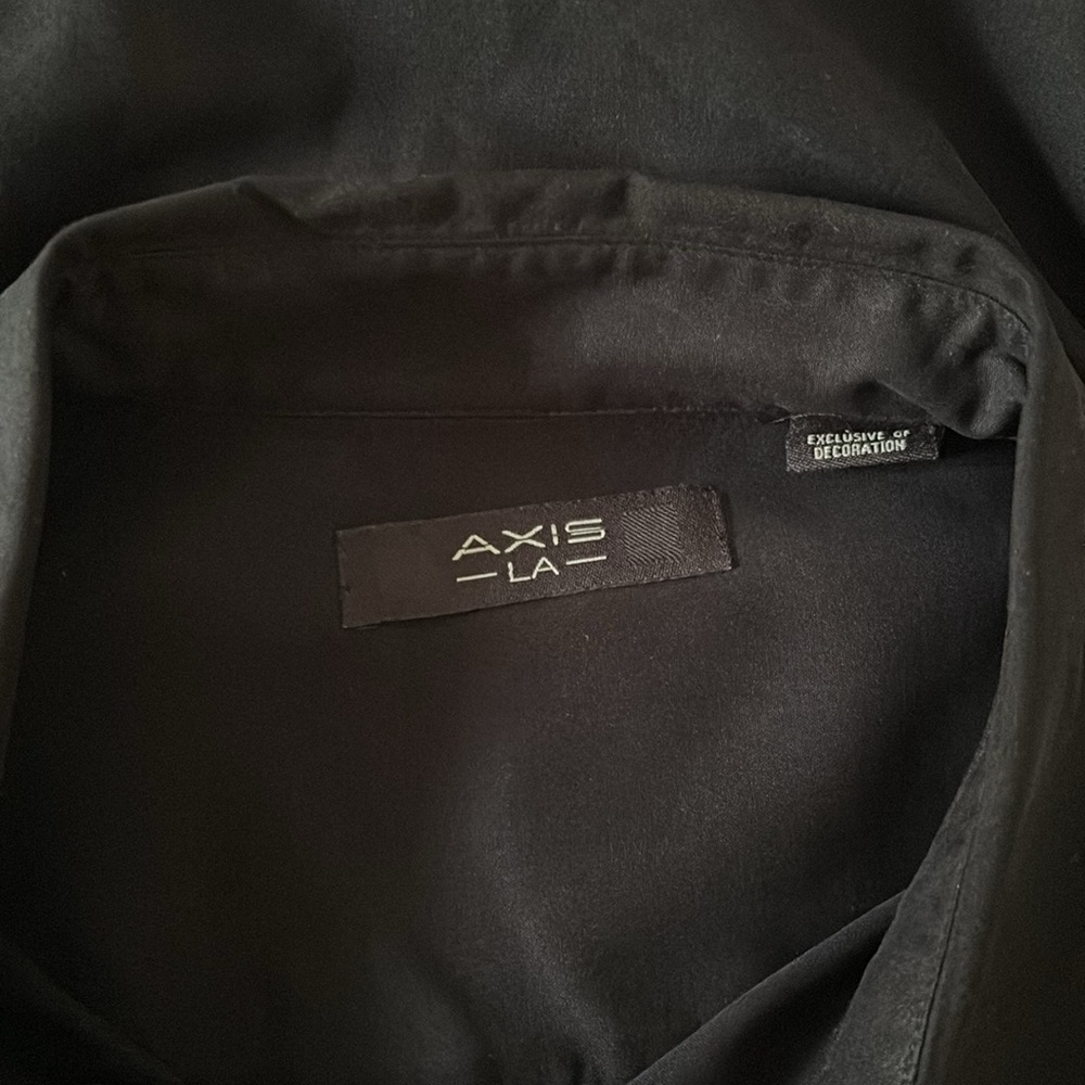 Axis LA Men's Size XL  Black Gold 100% Silk Short Sleeve Embroidered Shirt - Picture 8 of 9